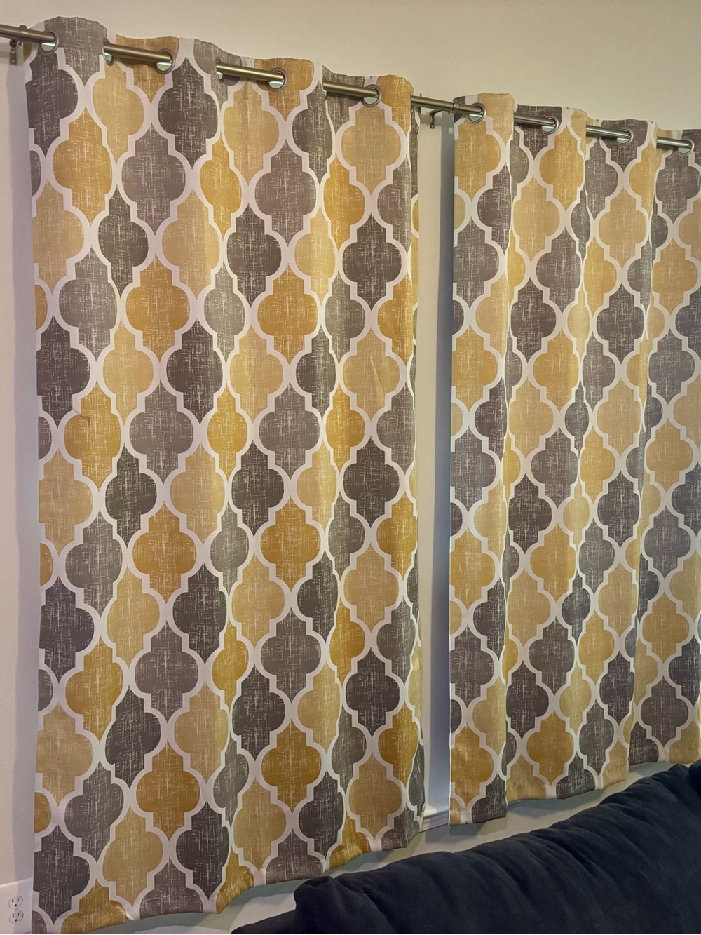 Yellow and Gray geometric Grommet Black Out Curtains